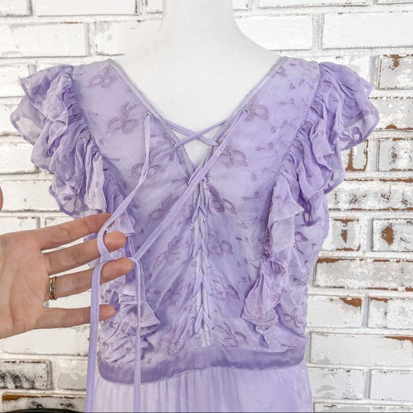 LoveShackFancy Chantelle Amethyst Floral Embroidered Romantic Maxi Dress 12 - Picture 11 of 15